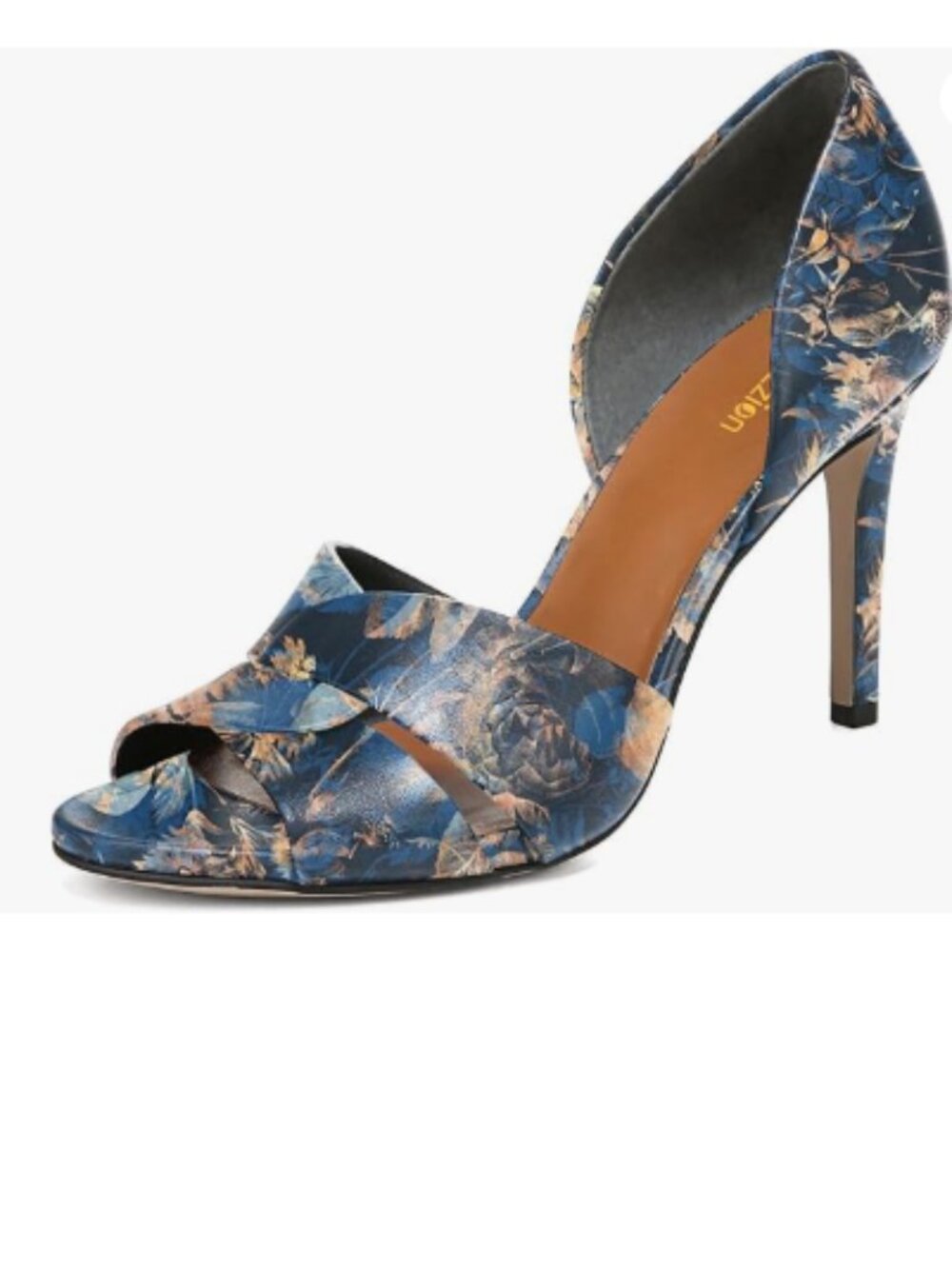 Pazzion Blue Floral Print Sexy Open Toe High Heel D'Orsay Pump Two Piece Sandal